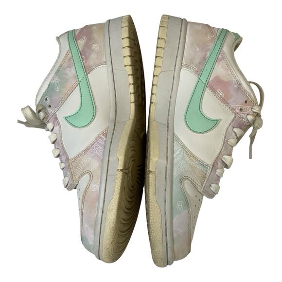 Nike Dunk Low White/Mint Foam Phantom Paisley Print Athletic Shoes Size 7 - Picture 7 of 10